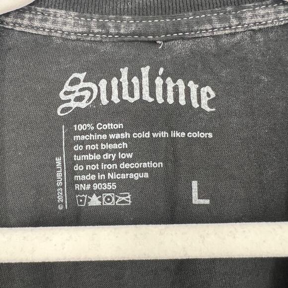 Officially Licensed Sublime Classic Sun T-Shirt Black Acid Wash Large NWOT - Picture 4 of 5